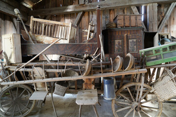 Details on an old Bavarian wooden farmhouse