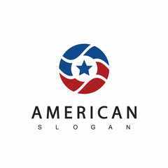 Circle stripes and stars USA American flags logo