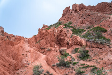 Skazka canyon, red mountains, Tien Shan, Kyrgyzstan