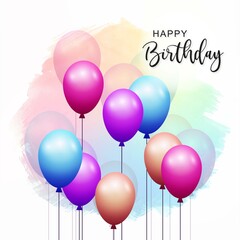 Colorful birthday balloons celebration card background