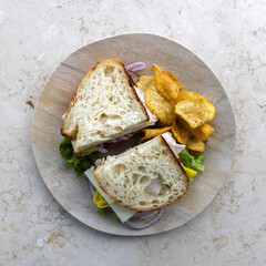 Turkey Sandwich and Potato Chips