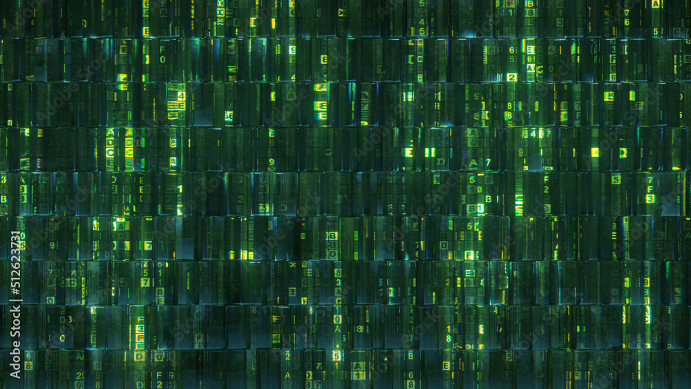 Wall mural green computer code abstraction 3d render
