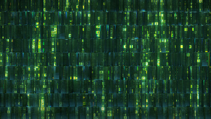Green computer code abstraction 3D render