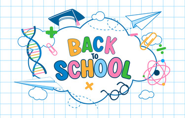 Fototapeta premium Back To School Concept, Poster, Vector, Illustration