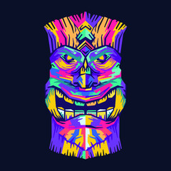 Tiki  Mask Colorful Pop Art Vector Design