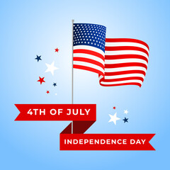 Obraz premium Independence day 4th of July background with star and flag.