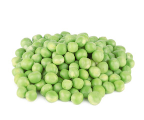 Fresh green peas isolated on white background