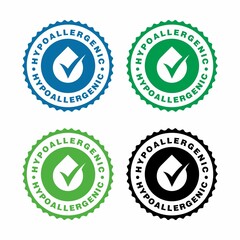 Set of Hypoallergenic Tested label stamp icon