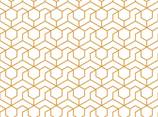 The geometric pattern with lines. Seamless vector background. White and gold texture. Graphic modern pattern. Simple lattice graphic design