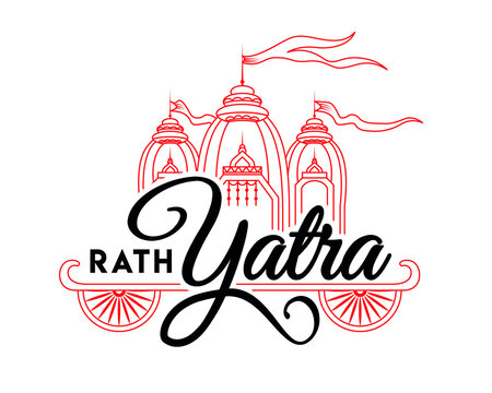 Rath Yatra celebration of Lord Jagannath Puri, Rathyatra Festival, Poster, Banner, Logo, Mnemonic, Graphic, Concept, Template, Design, Icon, Unit, Label, Greeting, Card, Website, Outline drawing