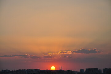 sunset over the city