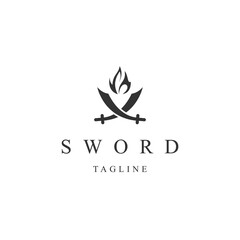 Obraz premium Sword logo icon design template flat vector