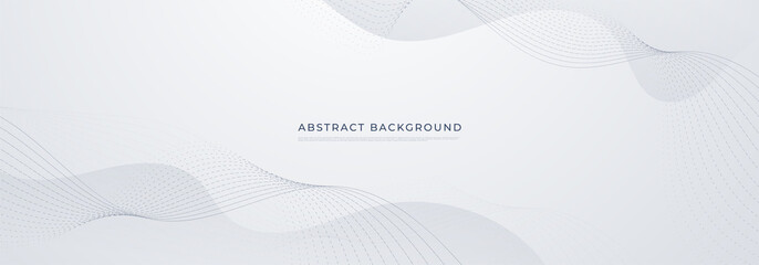 Abstract White background. Modern gradient gray banner with wave curve line dot elements. Elegant concept for technology, network and future business vector illustration