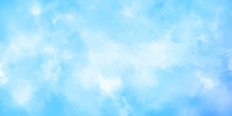 Abstract background with blue sky with clouds Retro Washed Out Effect. Ethnic Tie Dye Blue Watercolor background.  Light blue bubbly cloud patterns and textures watercolor background . paper texture .