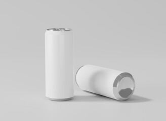 White aluminum soda can mockup, Metal can of 3d realistic container for beer or energy drink, 3d rendering