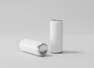 White aluminum soda can mockup, Metal can of 3d realistic container for beer or energy drink, 3d rendering