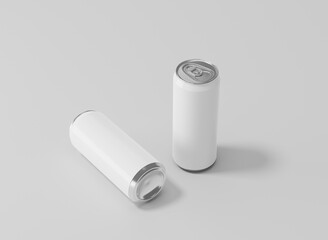 White aluminum soda can mockup, Metal can of 3d realistic container for beer or energy drink, 3d rendering