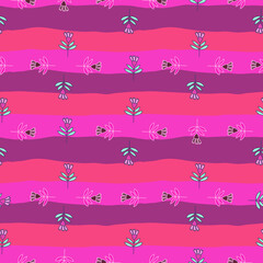 Flower seamless pattern in naive art style. Abstract simple floral wallpaper.