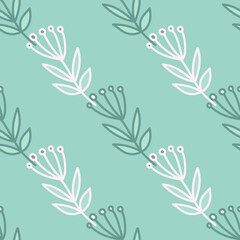 Naklejka na ściany i meble Simple forest berry seamless pattern. Hand drawn cute floral wallpaper.