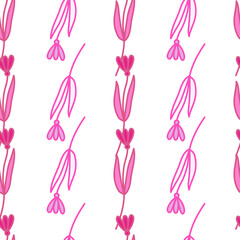 Hand drawn flower seamless pattern. Simple cute floral wallpaper.