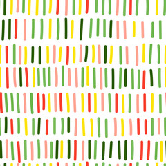 Hand drawn broken line seamless pattern. Doodle dash lines endless wallpaper.