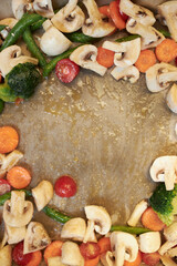 Obraz na płótnie Canvas Vegetables lie on baking parchment. Grilled vegetables 