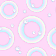 Abstract unicorn pink pattern with holographic circles