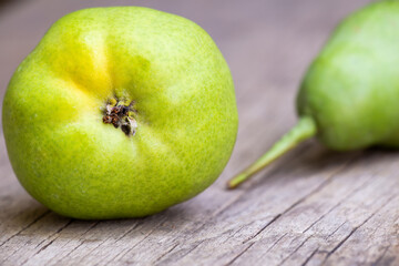 Fresh green yellow healthy pears, vegetarian summer food