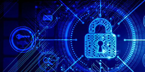 2d illustration Safety concept: Closed Padlock on digital background