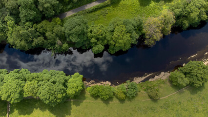 The River Tees in Barnard Castle in County Durham, UK