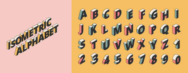 Isometric alphabet and numbers set