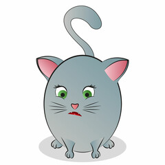 Abstract sticker images of a rounded cute cat.