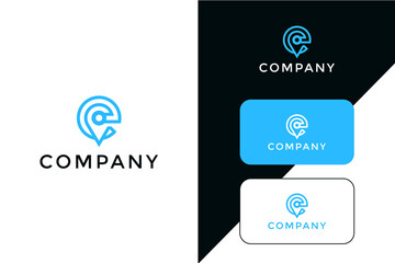 Initial Letter E Logo Design Template With Pin Maps