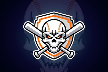 Skull Baseball esport and sport mascot logo design with modern illustration concept style for team, badge, emblem and thirst printing. © adata