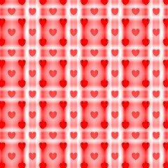 Hearts for Valentine's Day. Checkered background on February 14. Seamless repeating pattern. Background for scrapbooking, albums, advertising, printing, websites, mobile screensavers, bloggers.