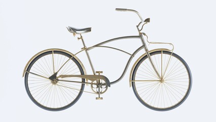 Fototapeta na wymiar 3d render of golden old bike isolated on white background.