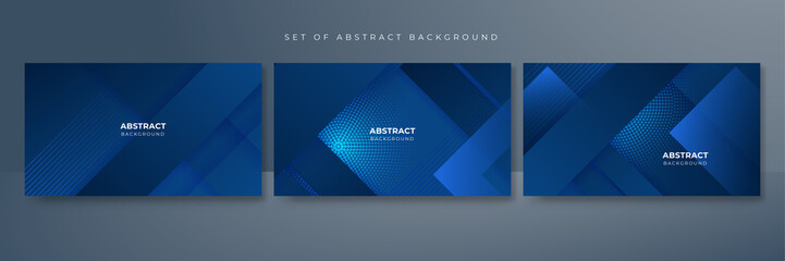 Fototapeta premium Modern dark blue abstract background. Vector abstract with science, futuristic, energy technology concept over dark blue background. Blue business presentation background
