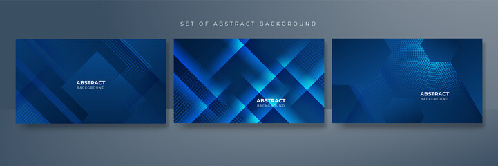 Fototapeta premium Modern dark blue abstract background. Vector abstract with science, futuristic, energy technology concept over dark blue background. Blue business presentation background