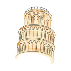 Isolated colored sketch of the Pisa Tower landmark Vector