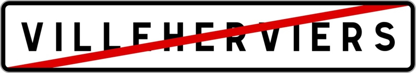 Panneau sortie ville agglomération Villeherviers / Town exit sign Villeherviers