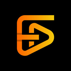 letter F play button logo design vector sign