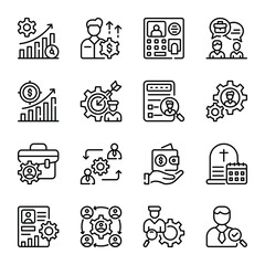 Bundle of Resource Management Linear Icons 
