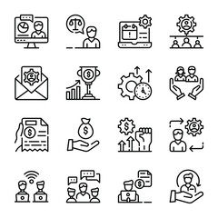 Unique Resource Development Linear Icons 