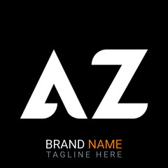 Az Letter Logo design. black background.