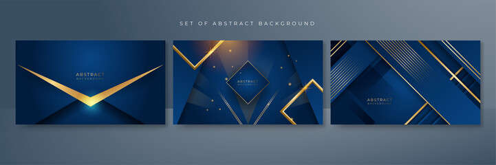 Golden abstract shapes on blue background