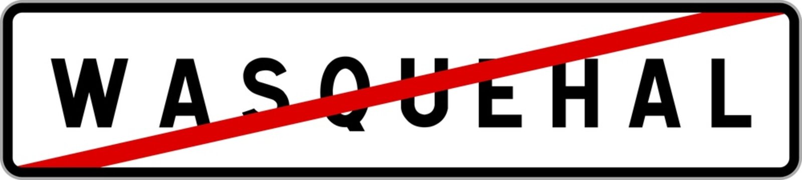 Panneau sortie ville agglom&eacute;ration Wasquehal / Town exit sign Wasquehal