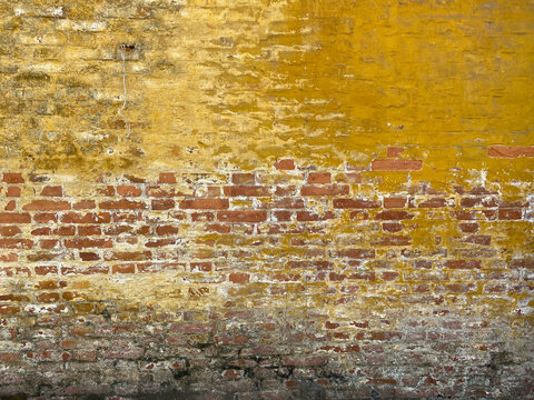 yellow color brick walls background