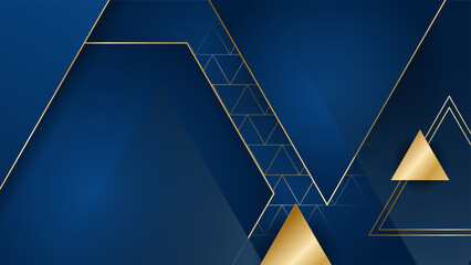 Golden abstract shapes on blue background