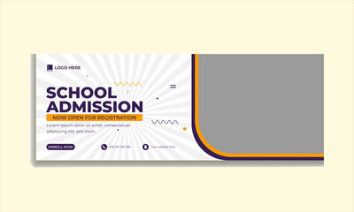 School Ads Web Banner Design Cover Photo Template Admission Open Social Media Banner Template Design.