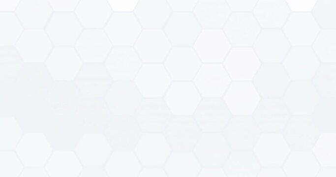 4k white geometric hexagonal abstract background. Hexagons on surface morphing. Neumorphism seamless loop 3D animation. Light bright clean minimal geometric grid pattern. Random waving motion banner